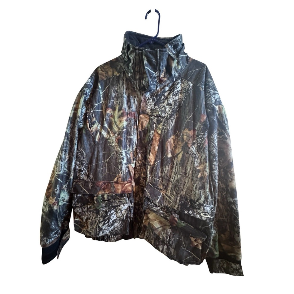 Drake Men's 2XL Waterfowl Hunting Hooded Jacket Tree Bark Leaf Camo Pattern